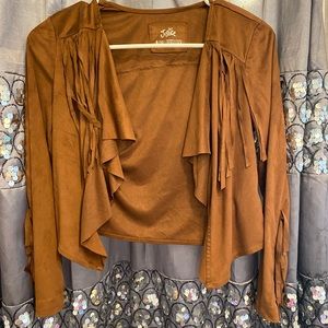 Justice lightweight fringe jacket/shrug 8/10